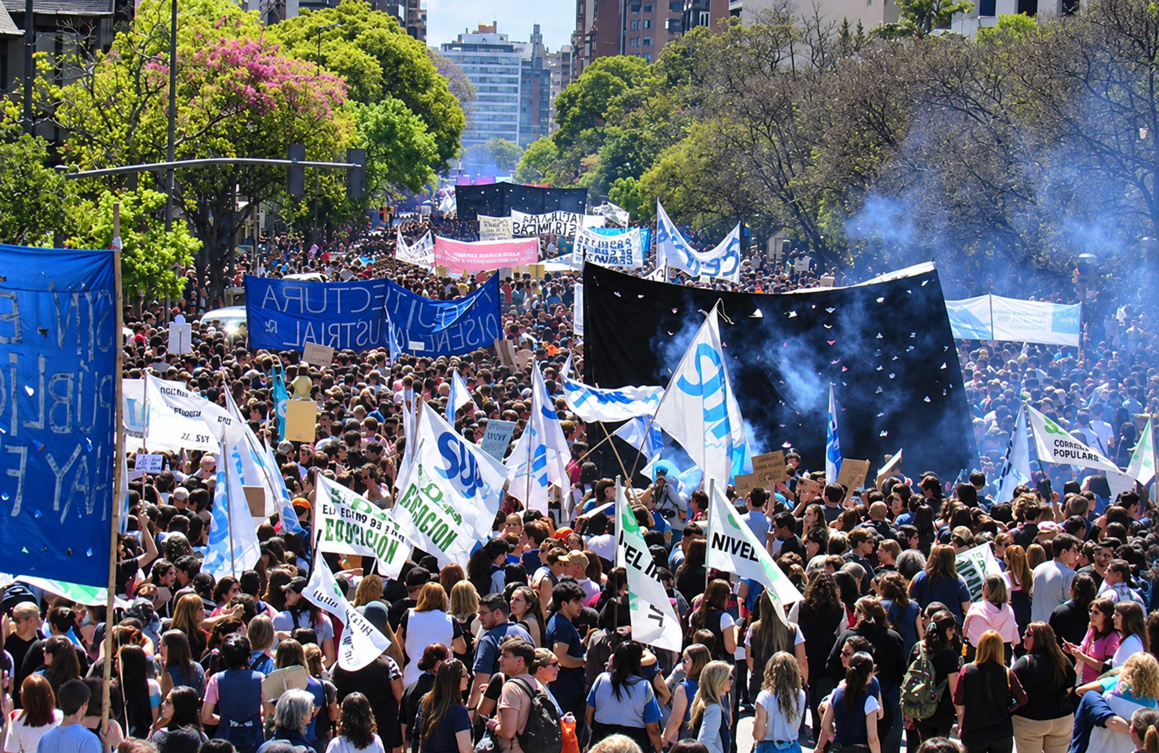 A massive student protest in Buenos Aires against the austerity measures of President Javier Milei. Photo: Wikimedia / Jmmuguerza.