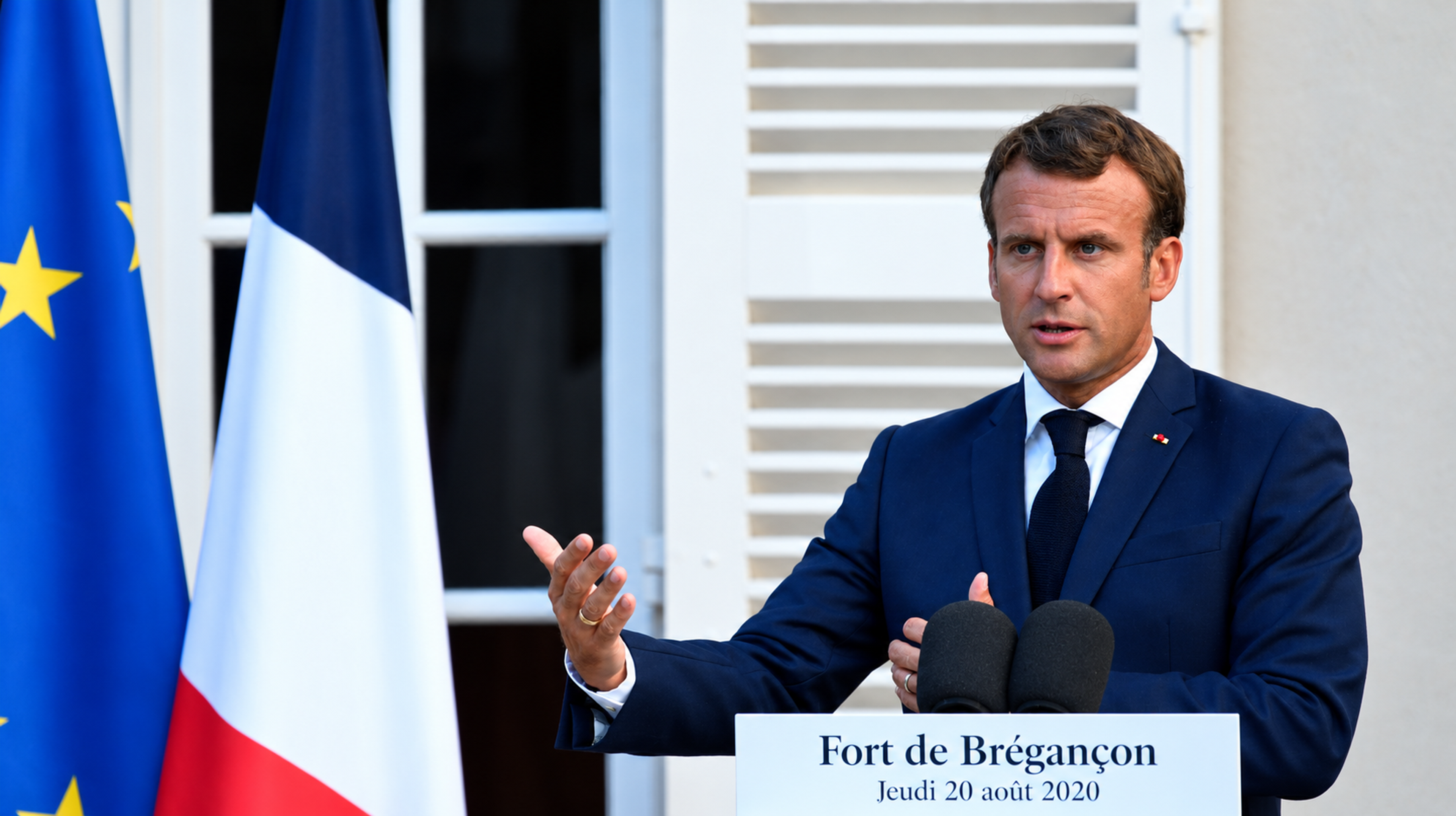French President Emmanuel Macron, while speaking with the media at Lusail, Qatar, on October 21, 2026, criticised US President Donald Trump and other foreign leaders for making “unacceptable” and “stupid” comments about the unrest in France. File image. Photo: European Union, CC BY 4.0.