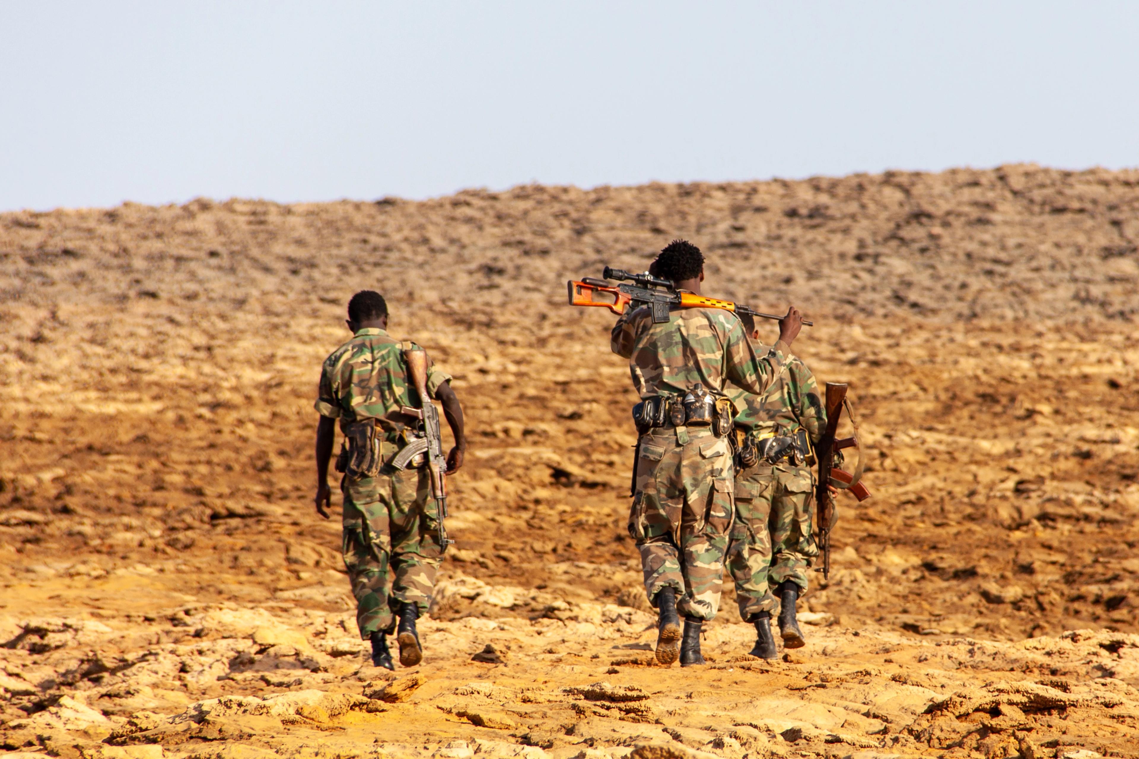 A group of Ethiopian National Defense Force (ENDF) soldiers near border with Eritrea in 2014. Photo: Yuzu2020/ iStock