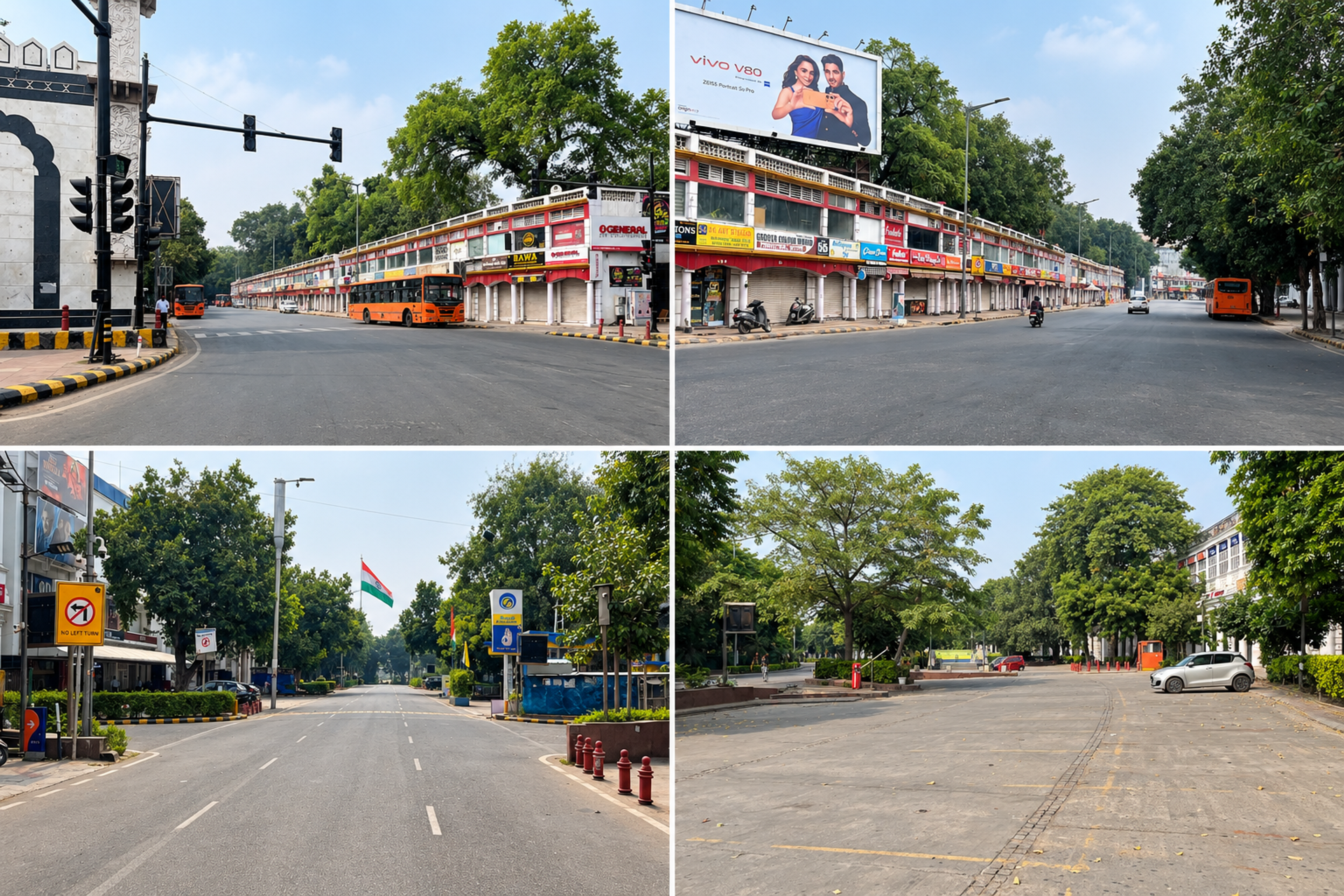 Shops remained shuttered and roads lay deserted in the busiest market of Delhi, Connaught Place, New Delhi, on October 10, despite it being a festive weekend with Navratri celebrations underway, as Delhi Police imposed curfew-like restrictions ahead of the CJP’s proposed protest. Photo: Ajoy Ashirwad Mahaprashasta