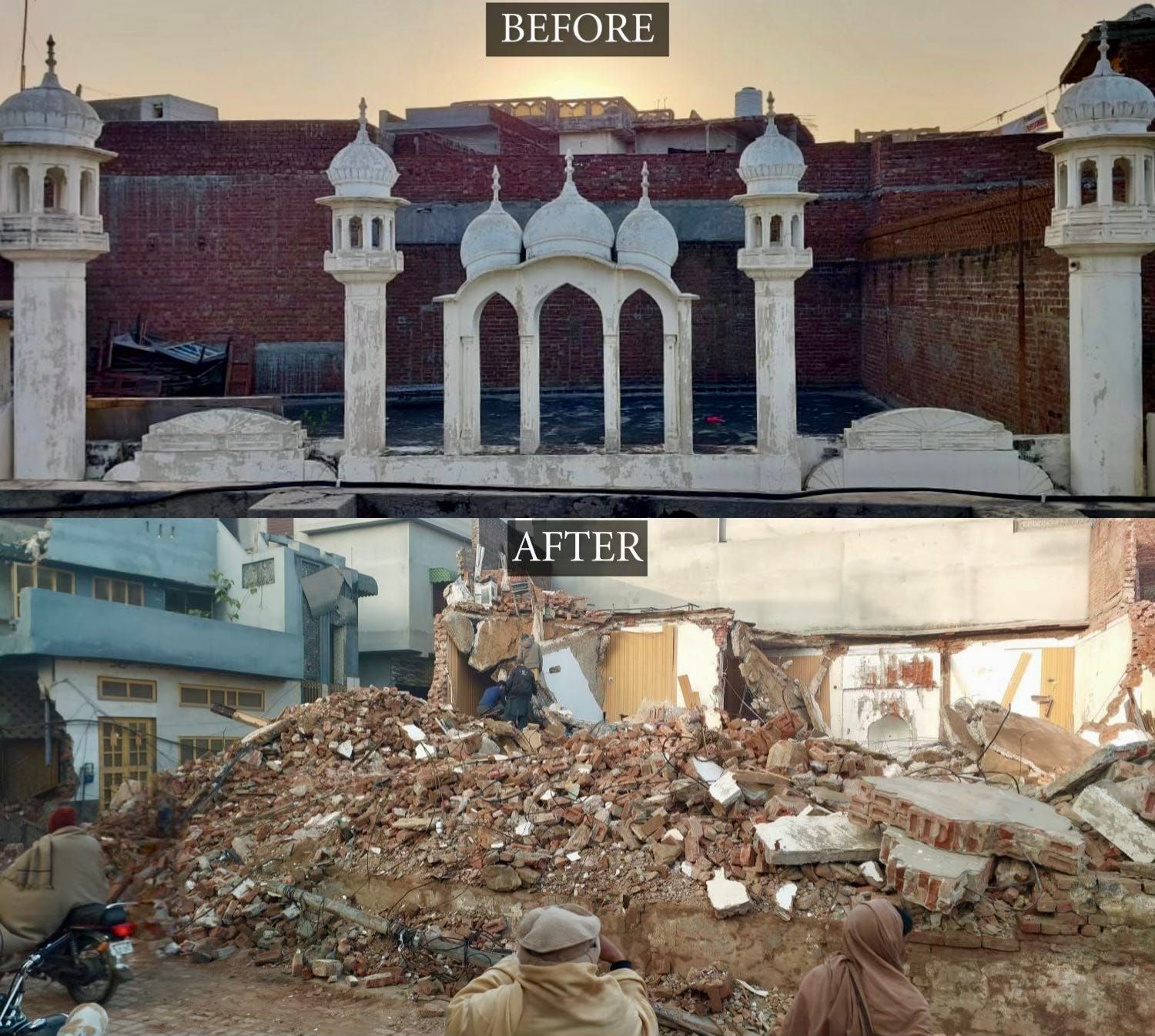 The remains of the century-old Ahmadi mosque in Daska, Punjab, after its demolition by local authorities on January 16, 2025. Photo: www.stopthepersecution.org