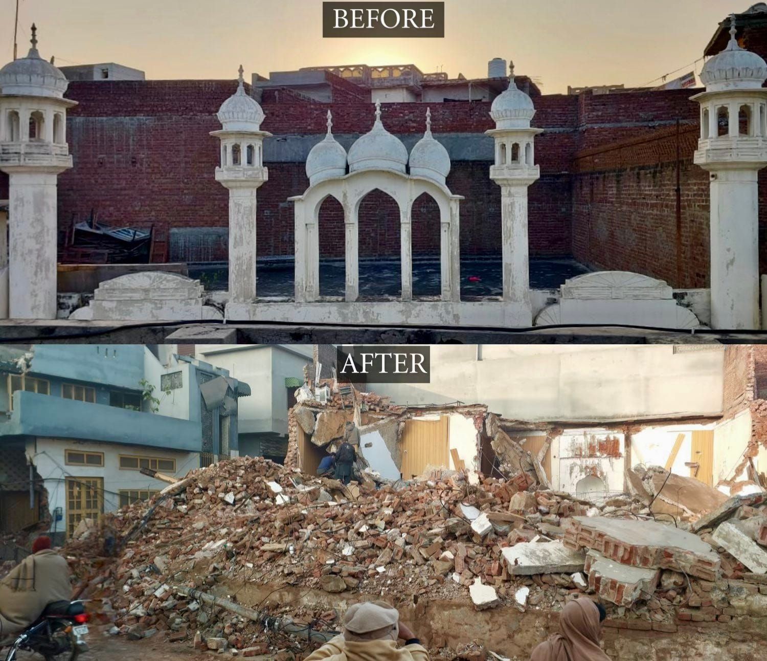 The remains of the century-old Ahmadi mosque in Daska, Punjab, after its demolition by local authorities on January 16, 2025. Photo: www.stopthepersecution.org