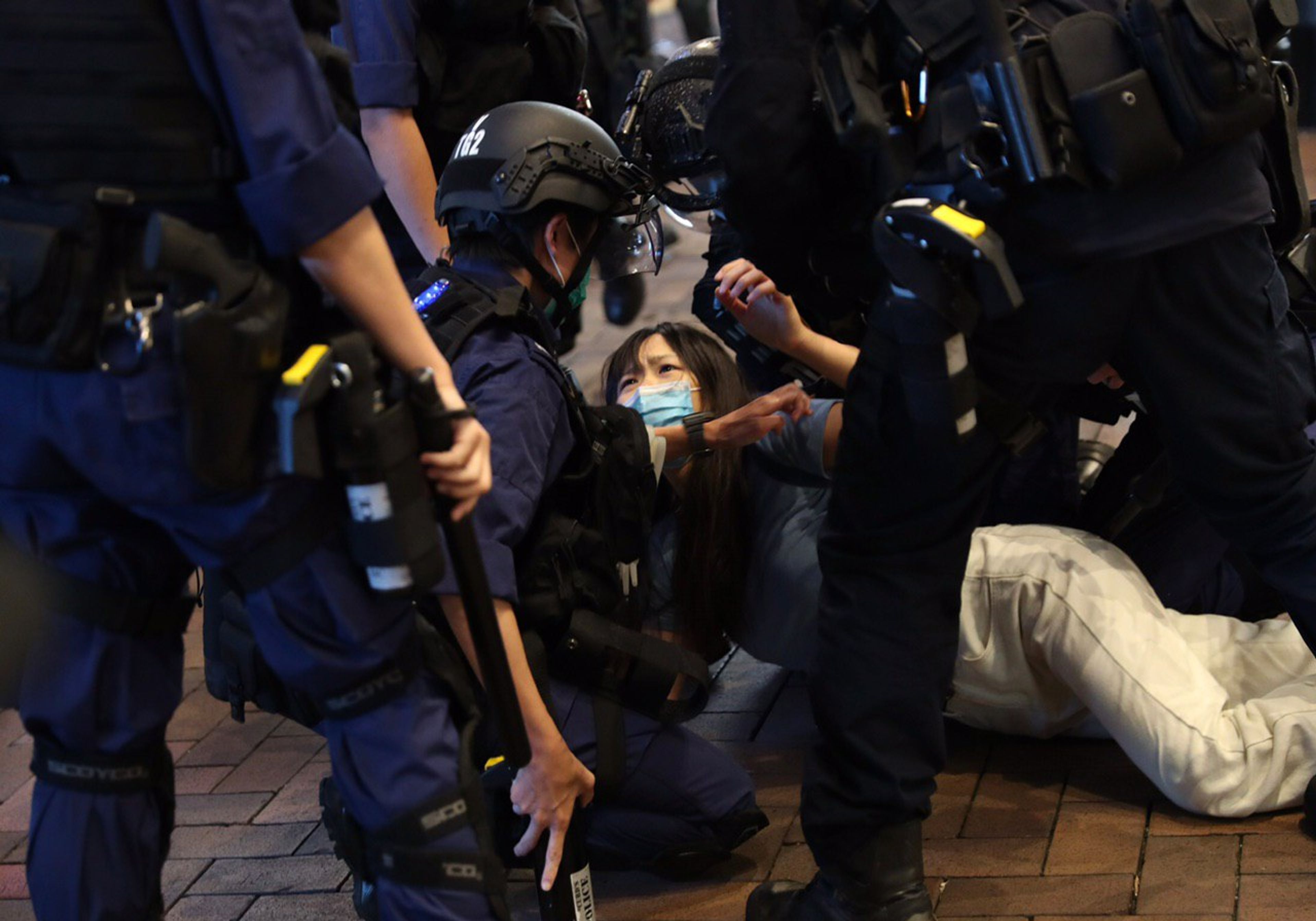 A protestor being confronted by the police after Beijing passed the National Security Law on June 30 2020. Photo: Hong Kong Democracy Council/X
