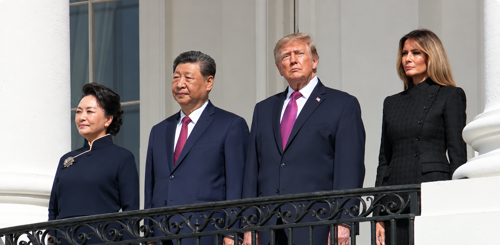 President Donald Trump and First Lady Melania Trump participate in a Silent Drill Platoon review with Chinese President Xi Jinping and Madame Peng Liyuan at the White House in Washington, DC, on September 24, 2026. Photo: The White House Gallery