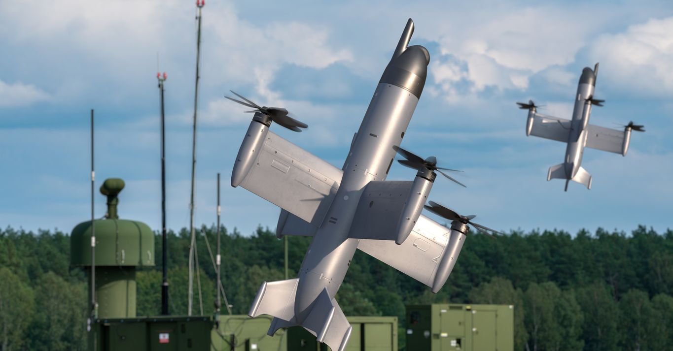 A representational picture of anti-drone missiles.
