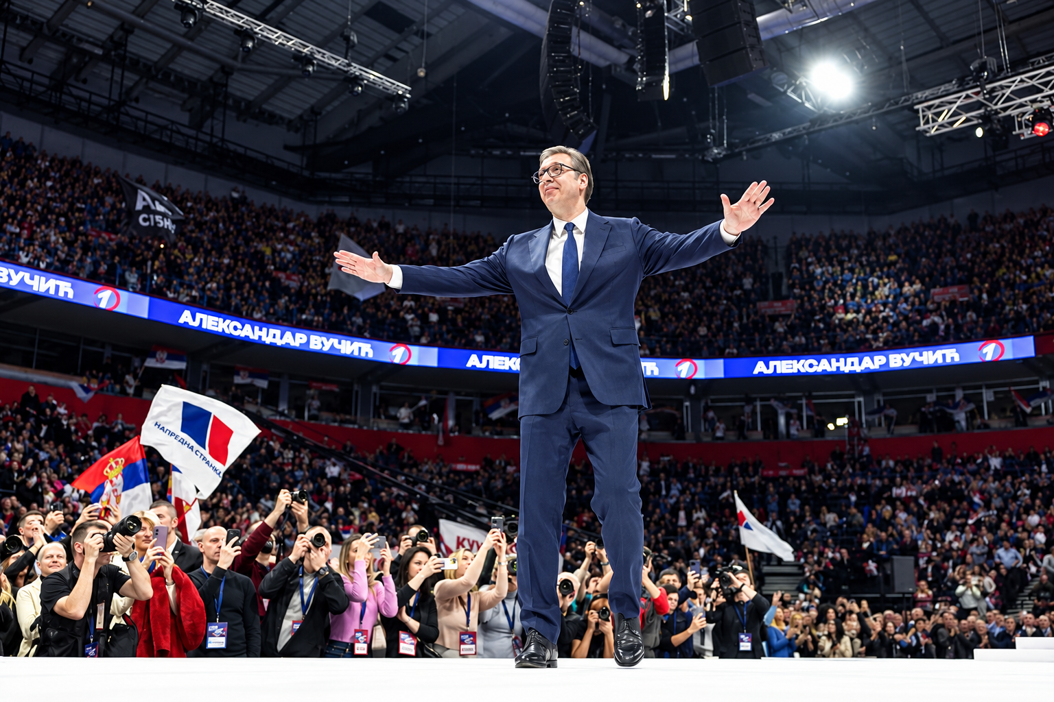 Serbian President Aleksandar Vučić, whose Serbian Progressive Party is campaigning ahead of the country's parliamentary elections. Photo: Medija centar Beograd/Wikimedia Commons, CC BY 3.0)