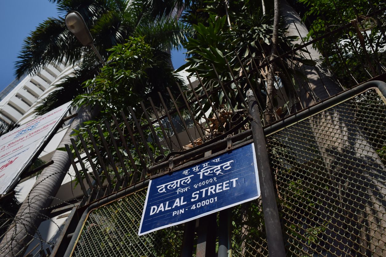 Picture of street sign board named 'Dalal Street' at Financial Center of India where BSE (Bombay Stock Exchange)