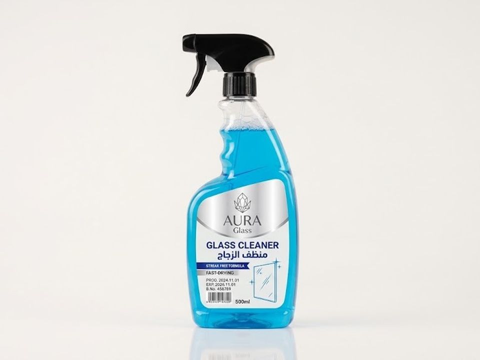 Glass cleaner label