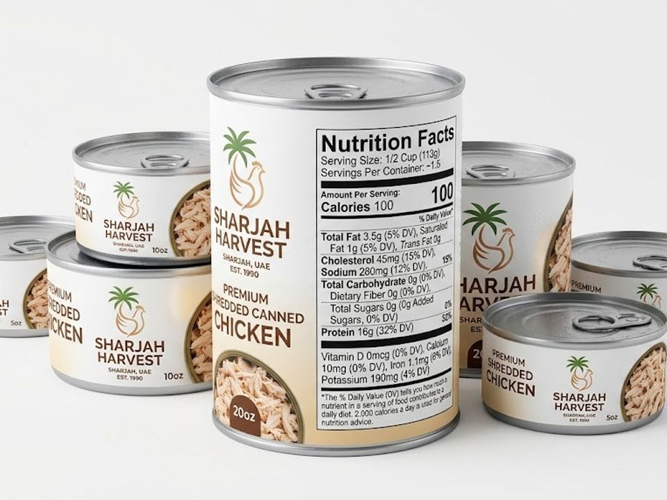 Canned chicken nutrition label