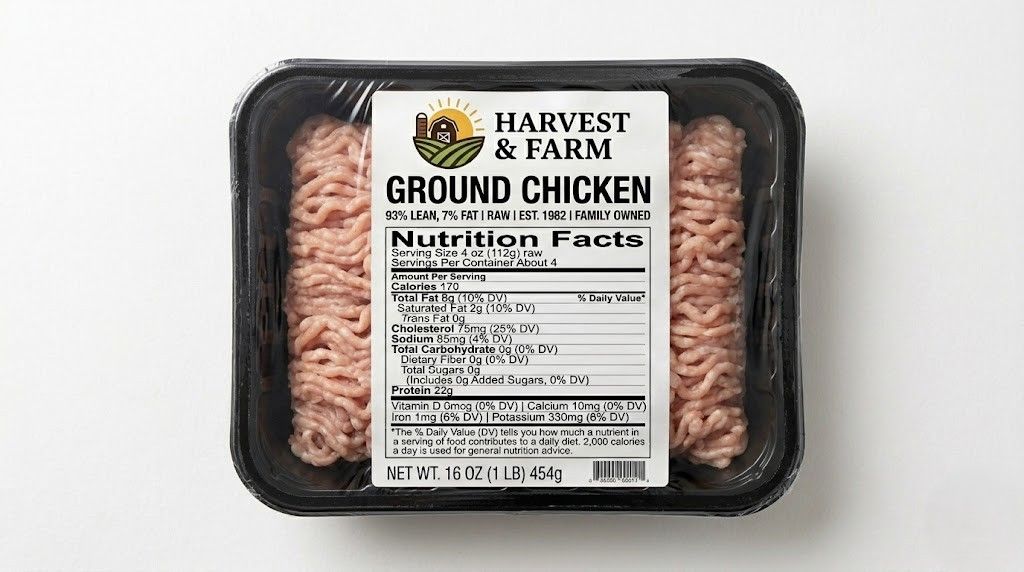 Ground chicken nutrition label