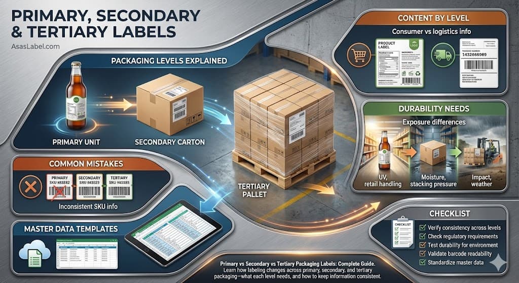 Primary vs Secondary vs Tertiary Packaging Labels: Complete Guide