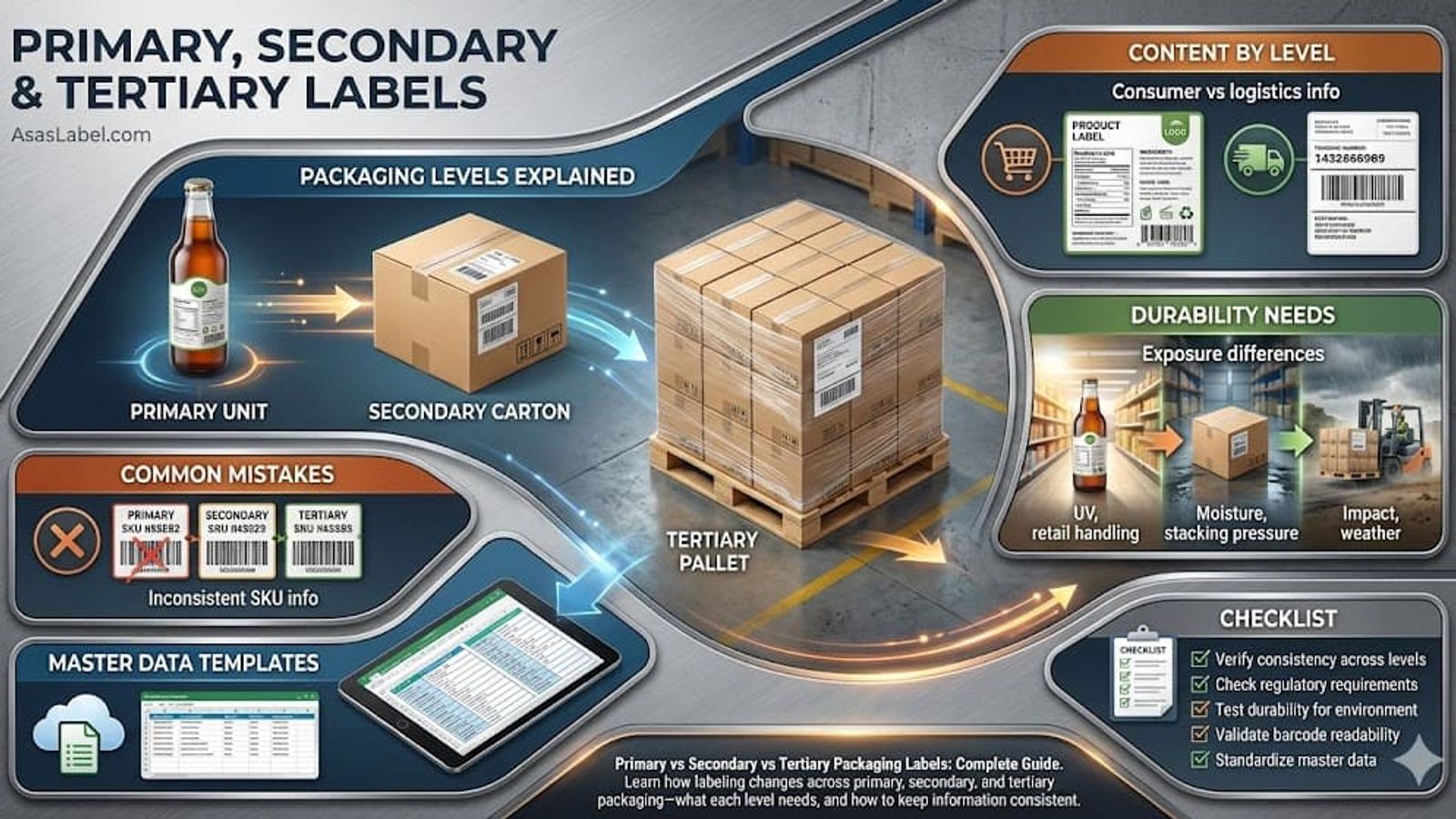 Primary vs Secondary vs Tertiary Packaging Labels: Complete Guide