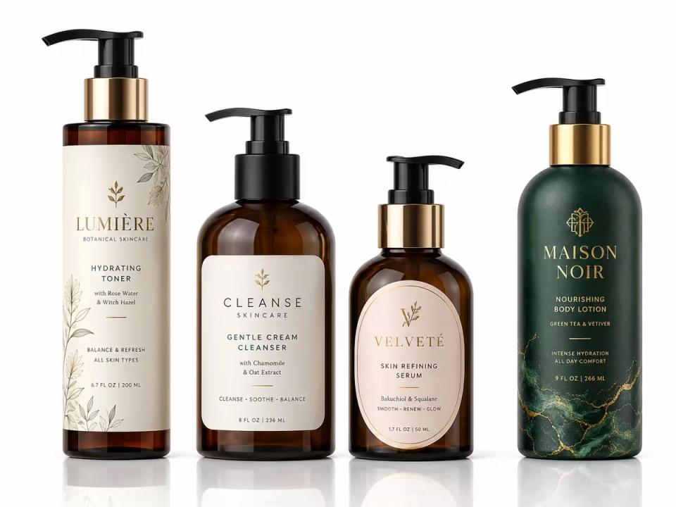 Cosmetic Pump Bottle Labels for Lotions and Cleansers