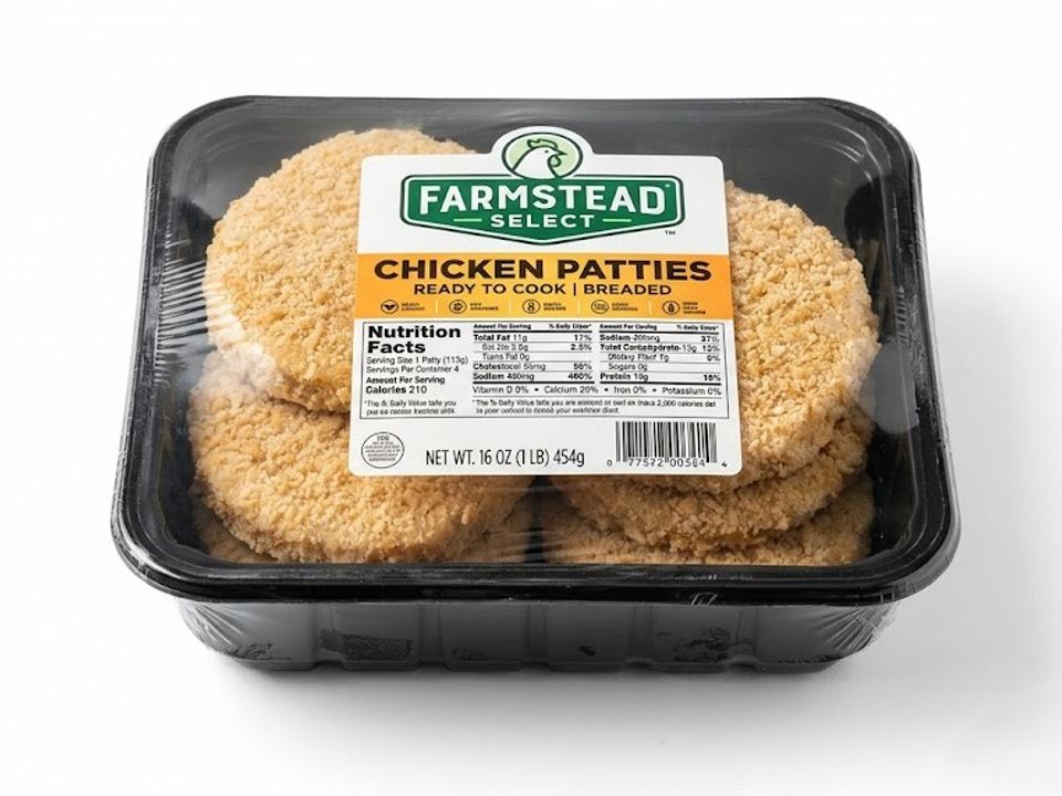 Chicken patty nutrition label