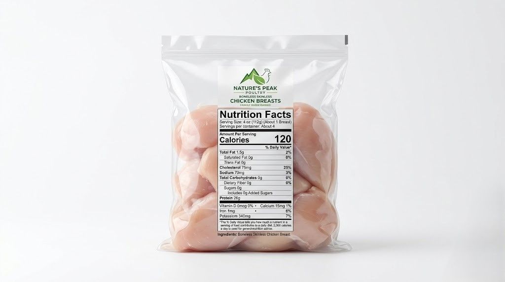 Grilled chicken breast nutrition label