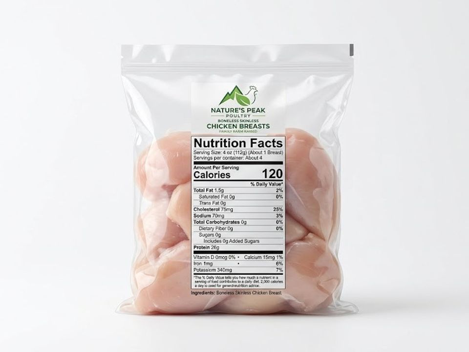 Grilled chicken breast nutrition label