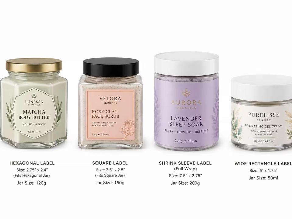 Square Cosmetic Jar Labels for Luxury Cream Pots