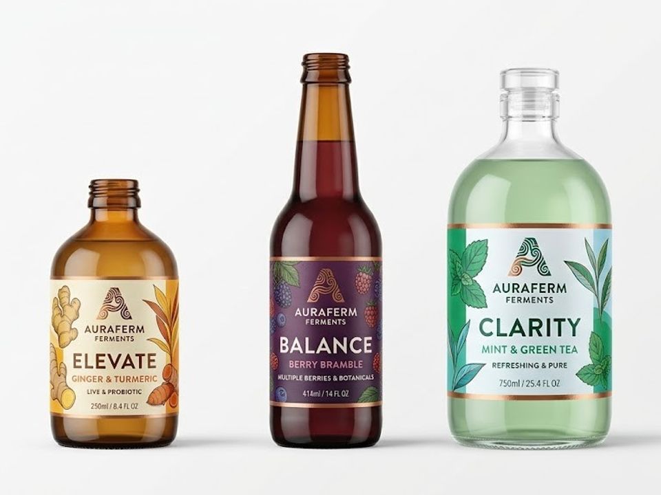 Kombucha bottle label