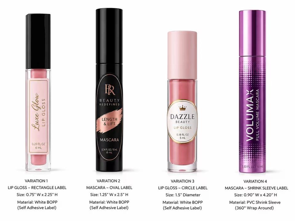 Lip Gloss and Mascara Tube Labels