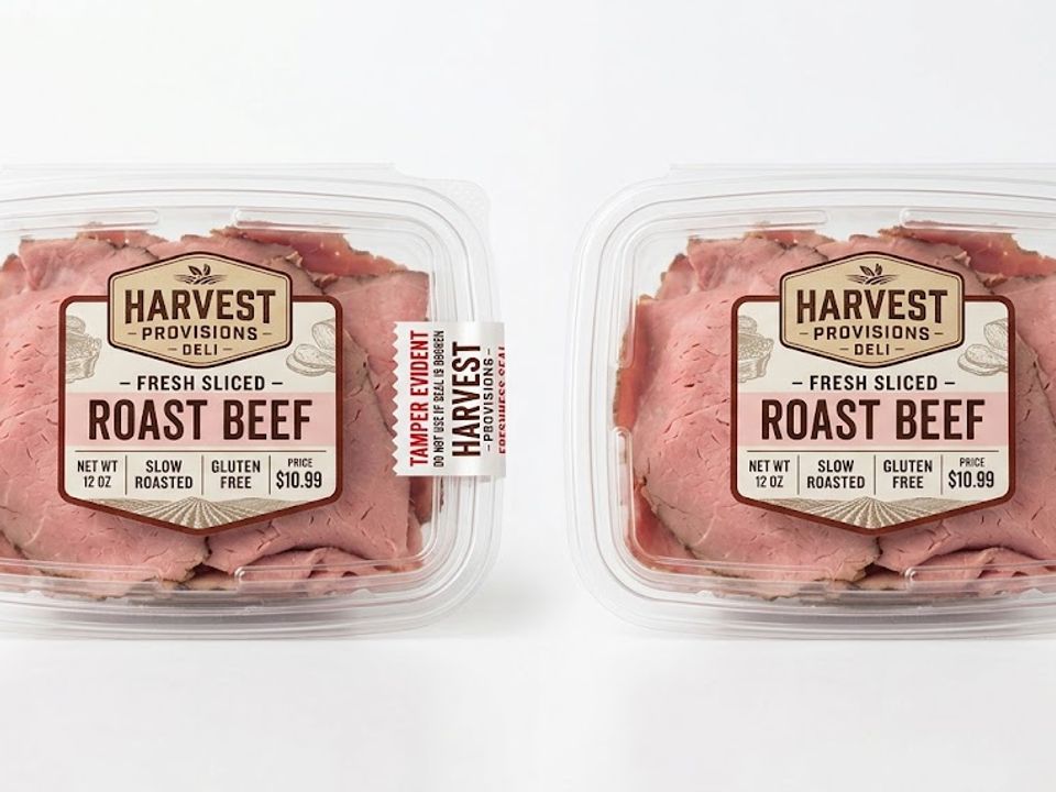 Deli meat clamshell label