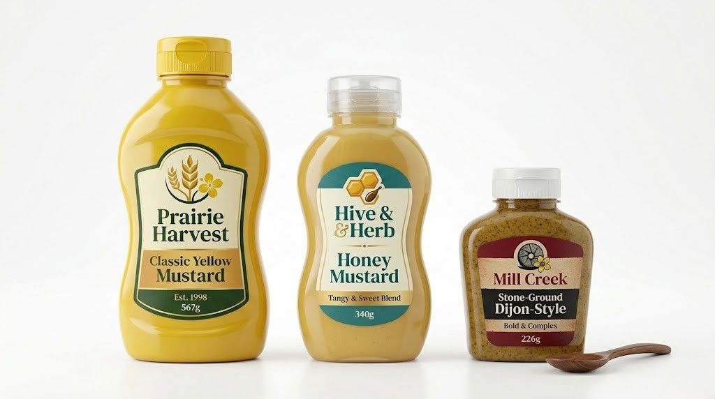 Mustard squeeze bottle label