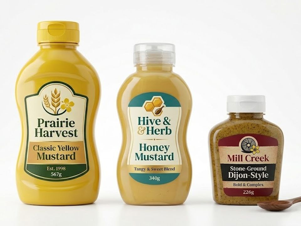 Mustard squeeze bottle label