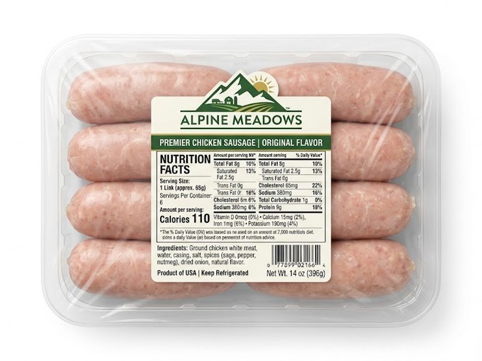 Chicken sausage nutrition label