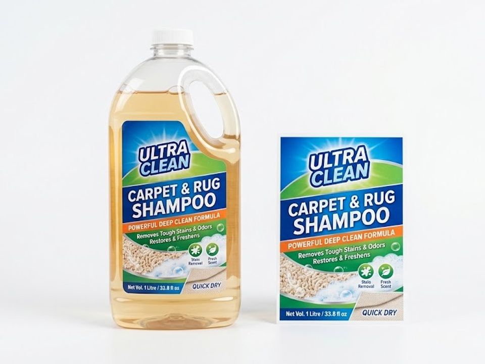 Carpet shampoo label