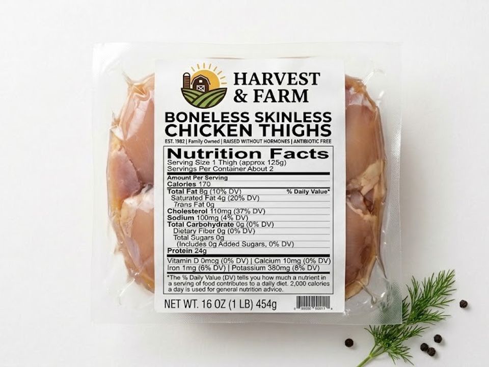 Chicken thigh nutrition label