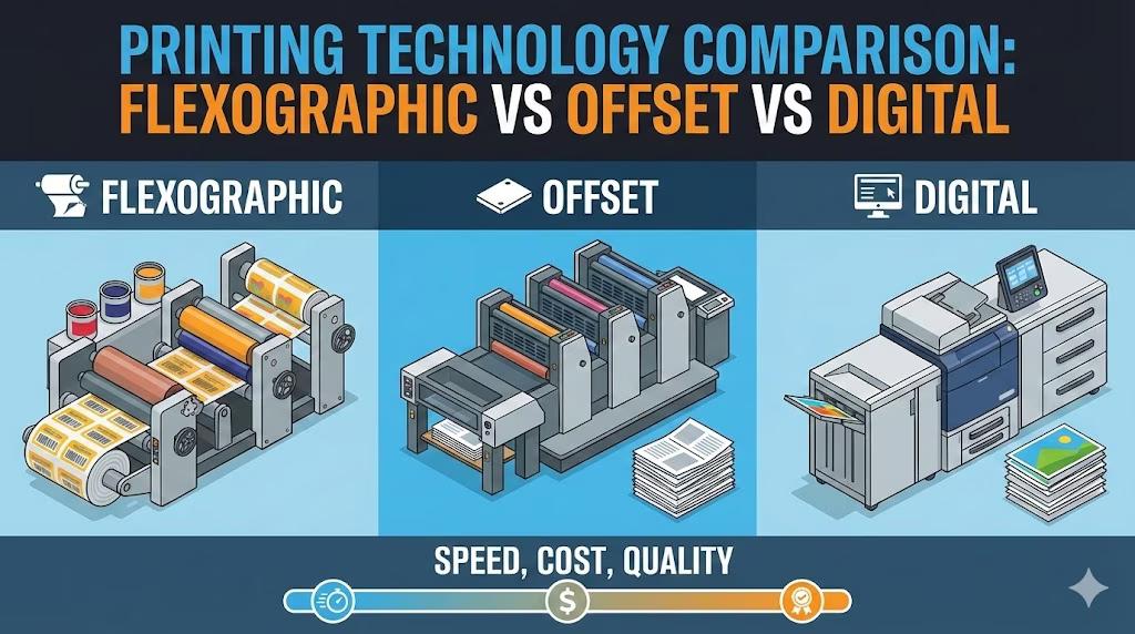 Flexographic vs Offset vs Digital Printing Technology Comparison Guide