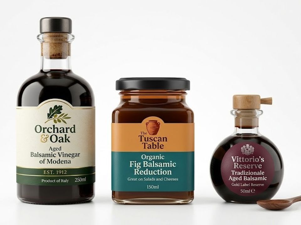Balsamic vinegar bottle label