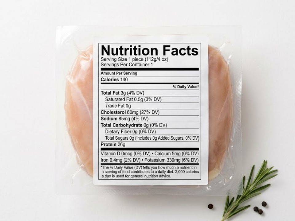 Chicken breast nutrition label