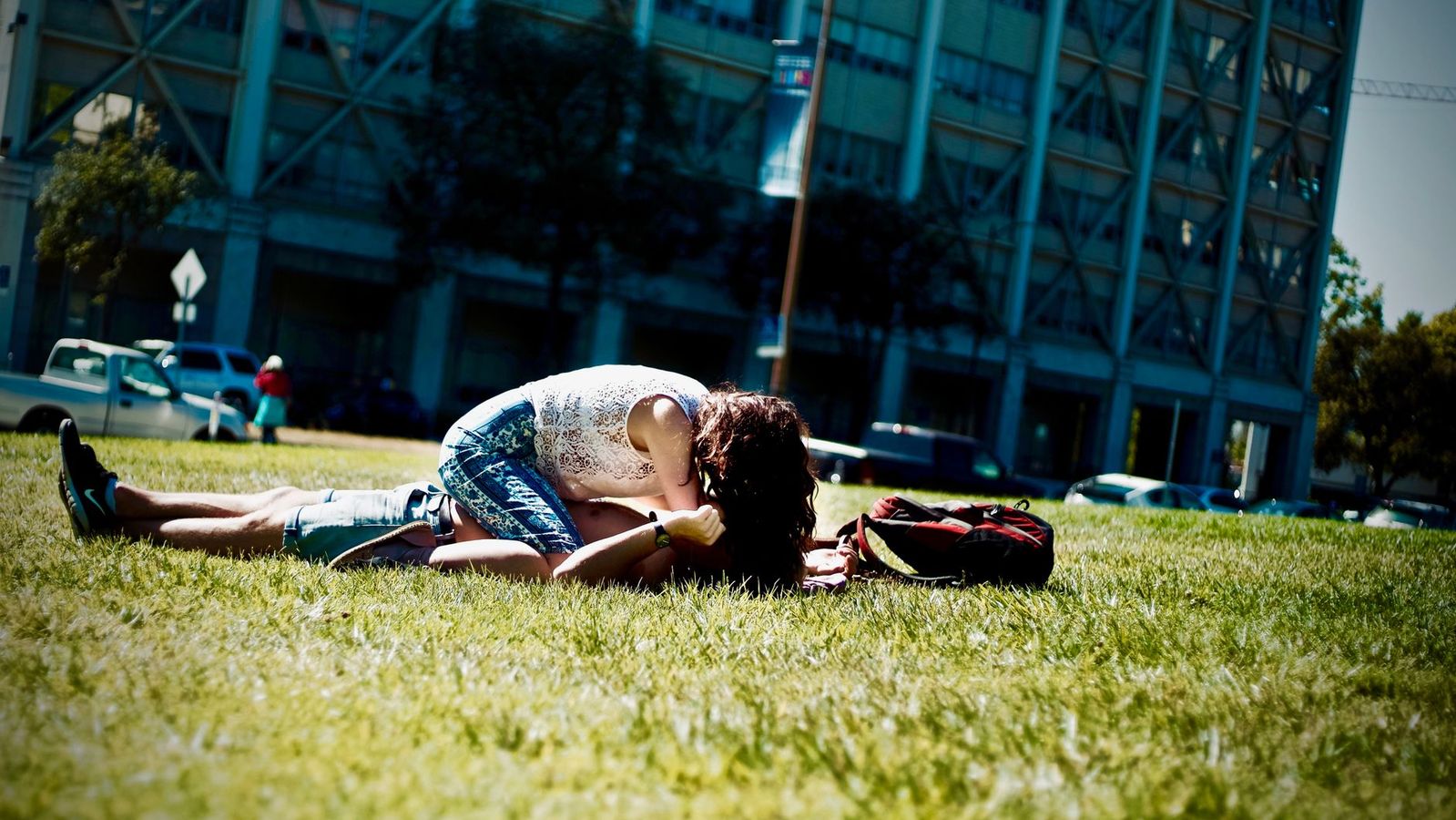College students relaxing outdoors near the UC Berkeley campus