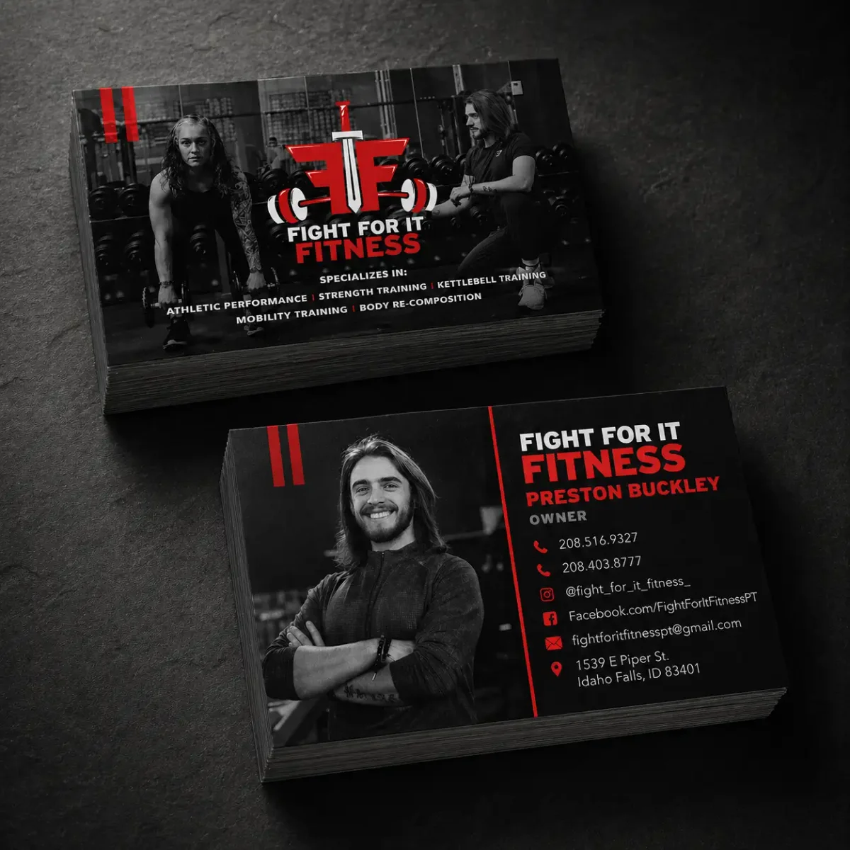 Fight for Fitness Business Card Design