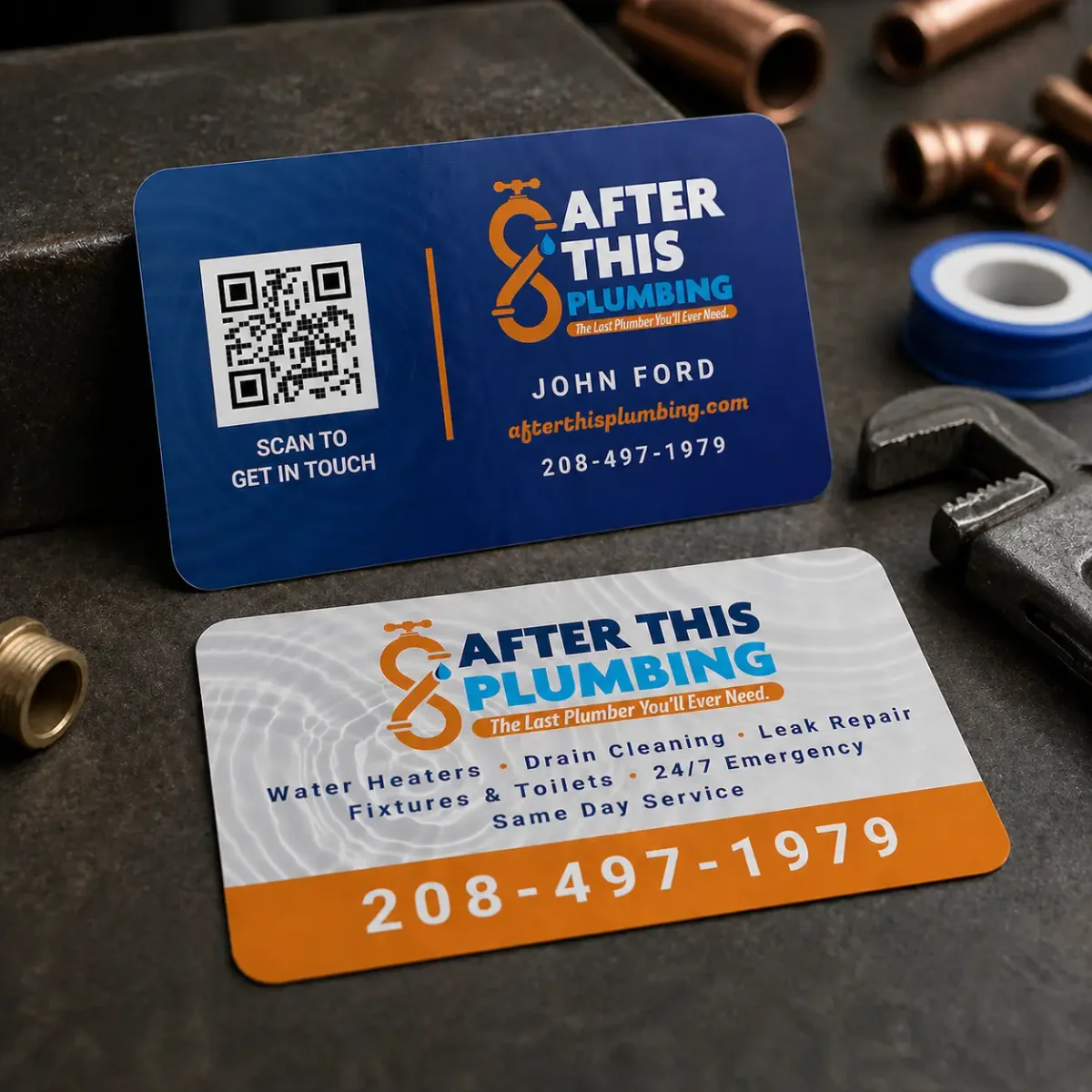 Business Card Design for After this Plumbing in Idaho Falls