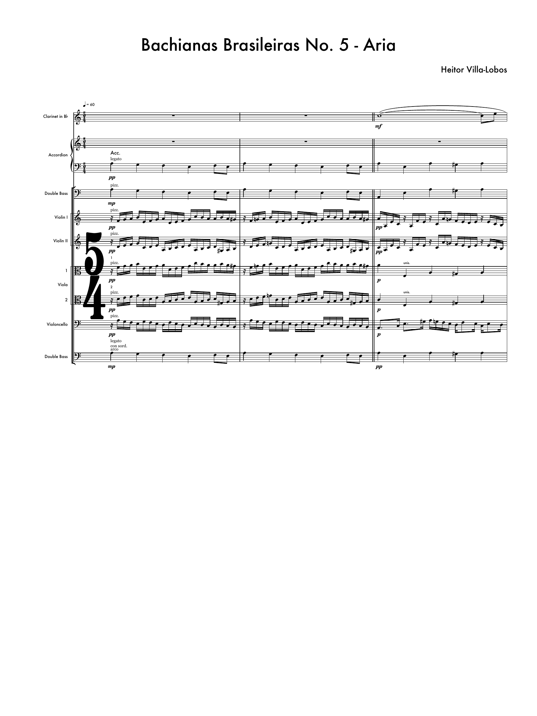 Bachianas Brasileiras No. 5 — Aria — Sheet Music Cover