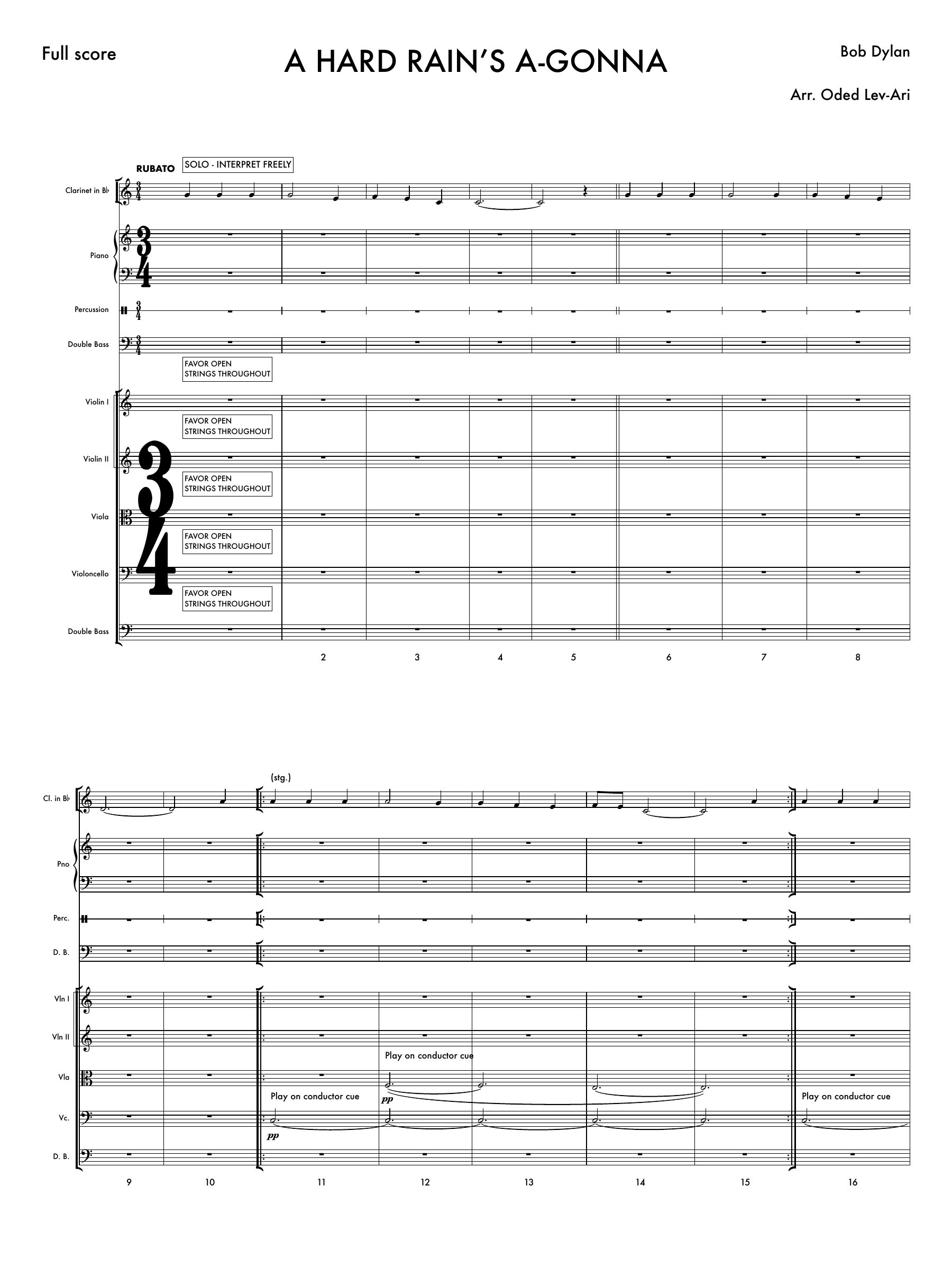 A Hard Rain's A-Gonna Fall — Sheet Music Cover