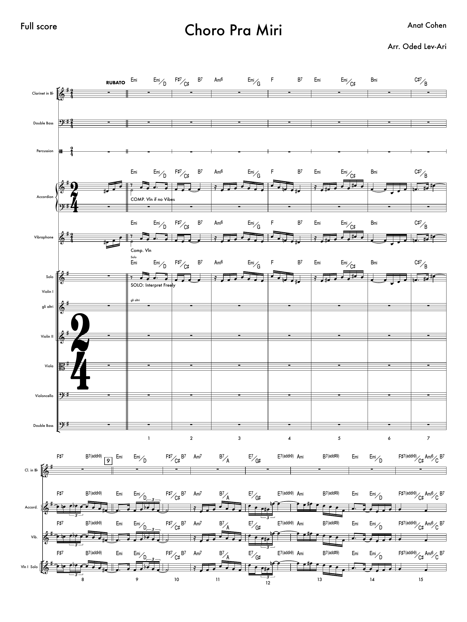 Choro Pra Miri — Sheet Music Cover