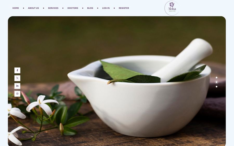 Abha Ayurveda homepage screenshot