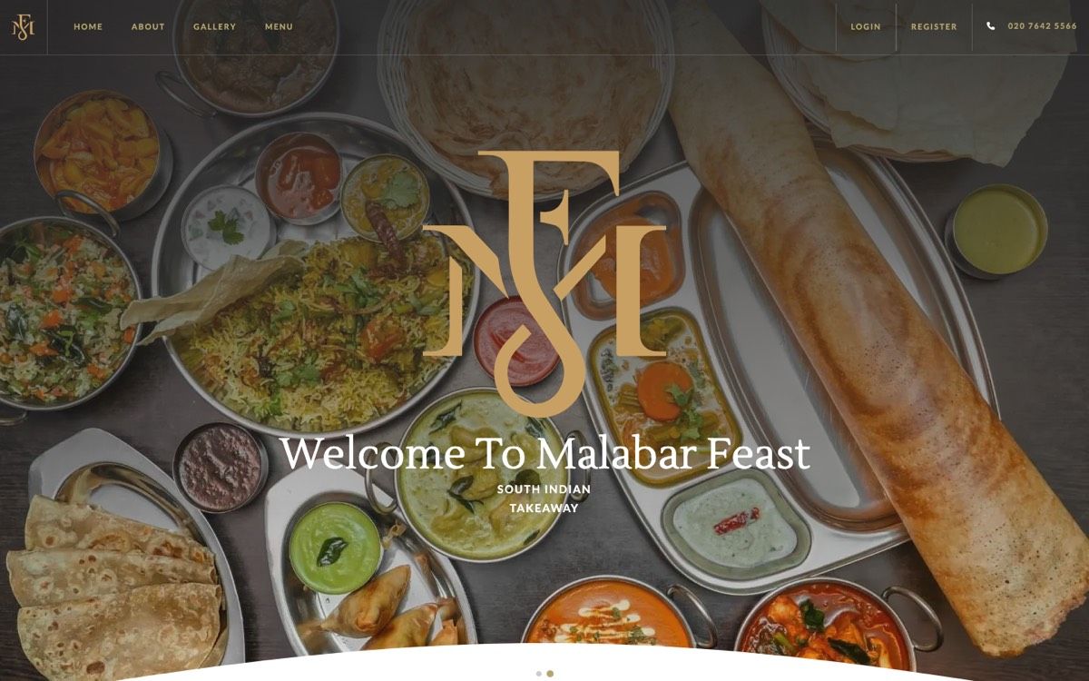 Malabar Feast homepage screenshot