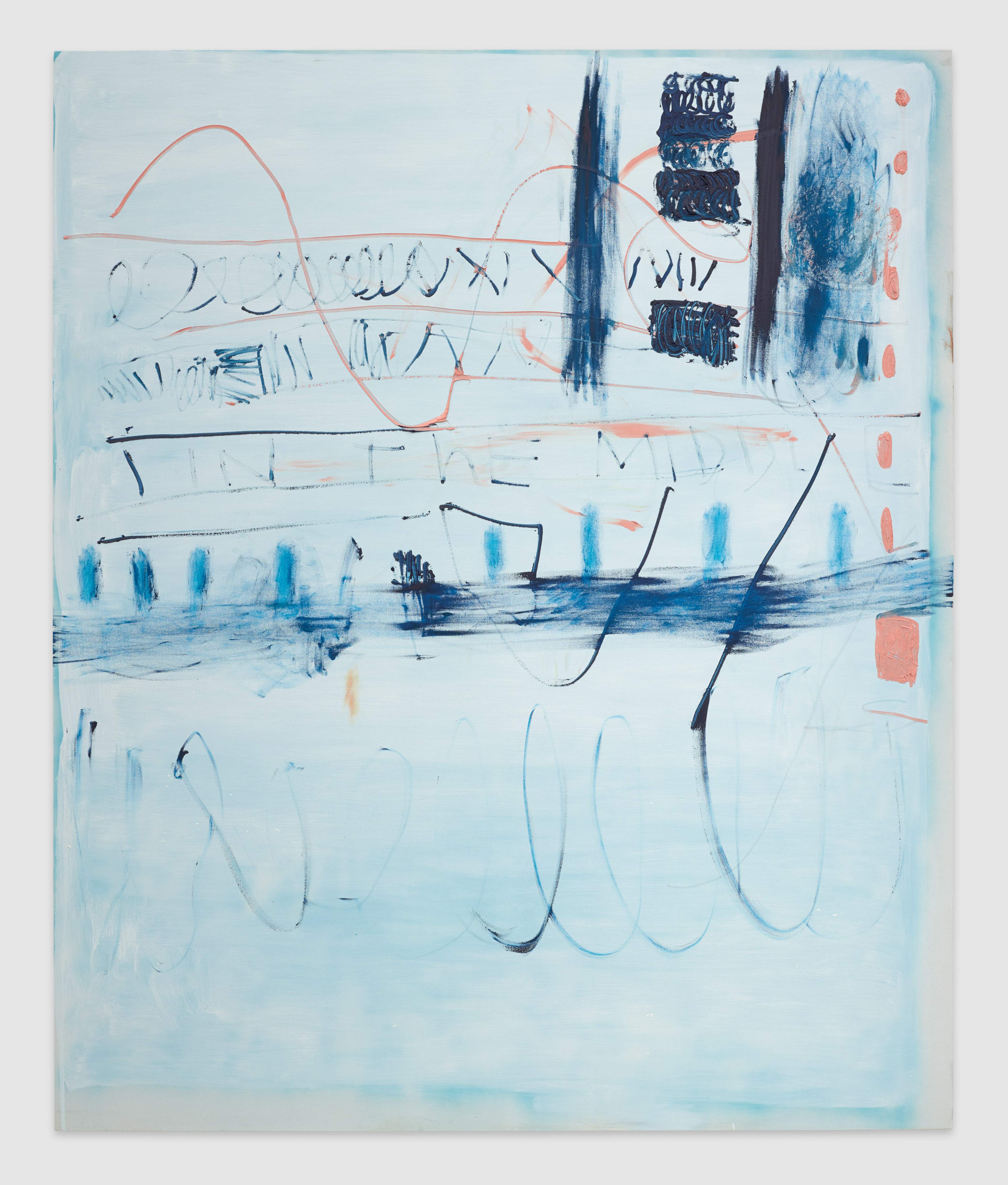 Sebastian Helling, Untitled (Blue), 2015, spray and oil paint on canvas, 220x185 cm