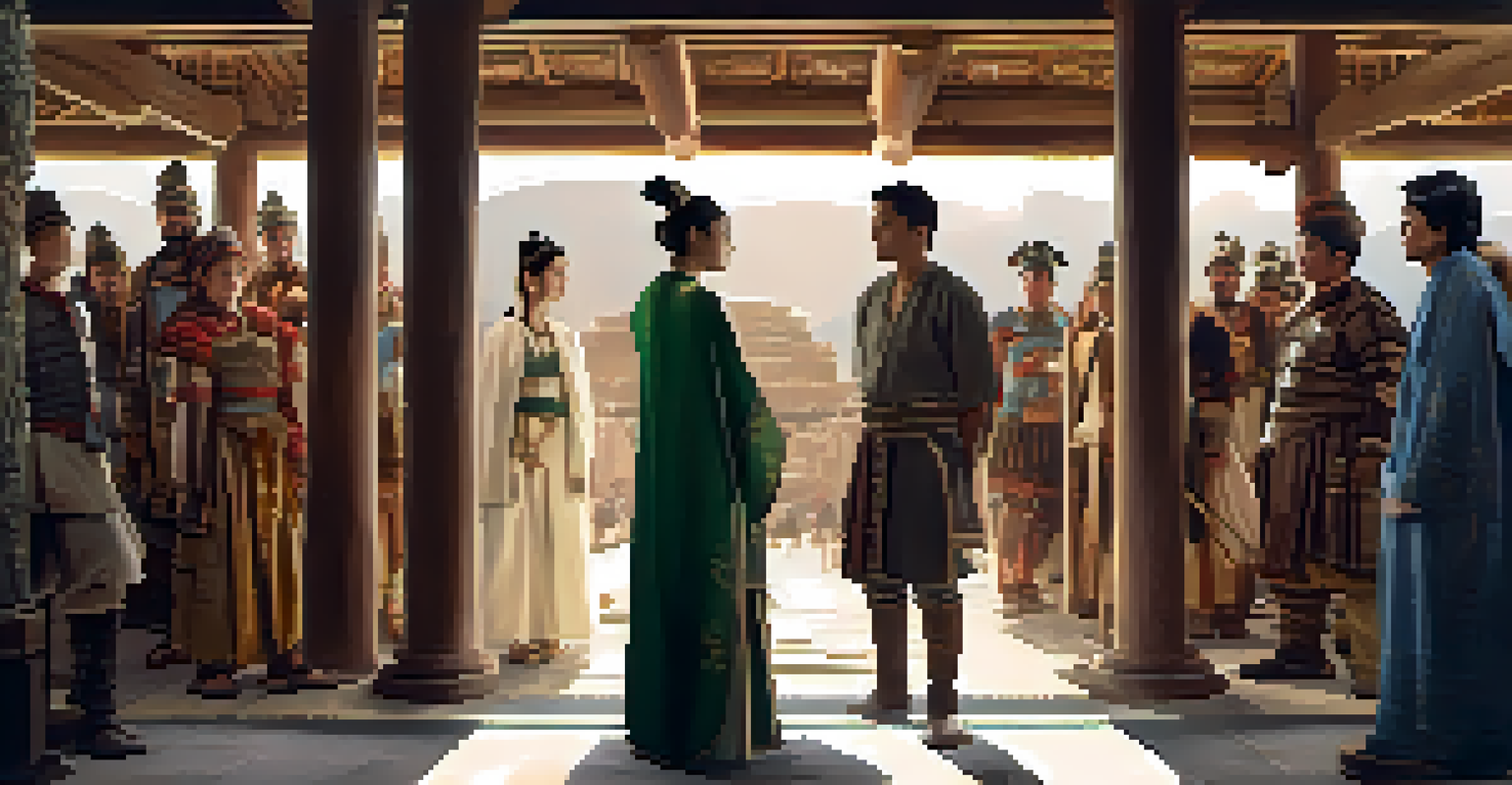 A split-screen showing a traditional story adaptation into a modern film, contrasting ancient and contemporary settings.