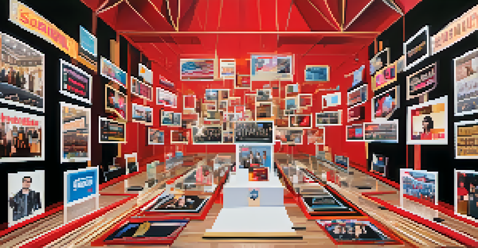 A collage of social media posts with award show symbols, illustrating the connection between social media and audience voting.