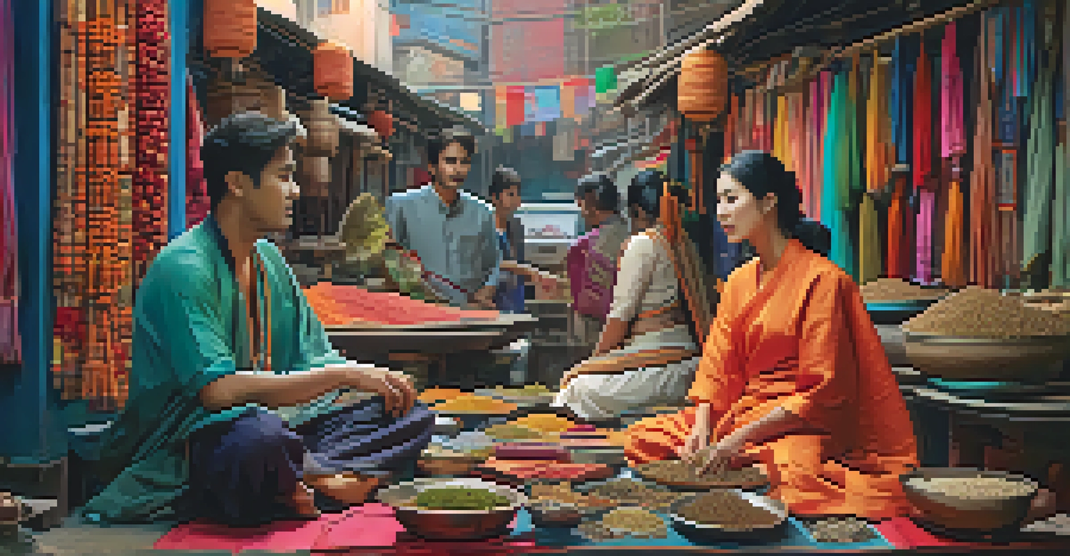 A split-screen of two filmmakers, one in an Indian market and the other in a South Korean studio, representing cultural collaboration.