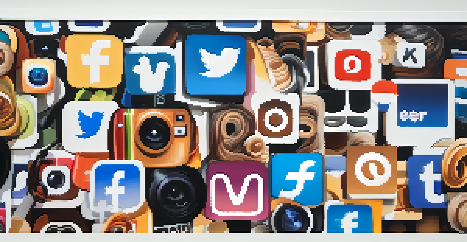 An illustration of a social media feed showcasing hashtags for diversity in film, with images of diverse filmmakers and actors.