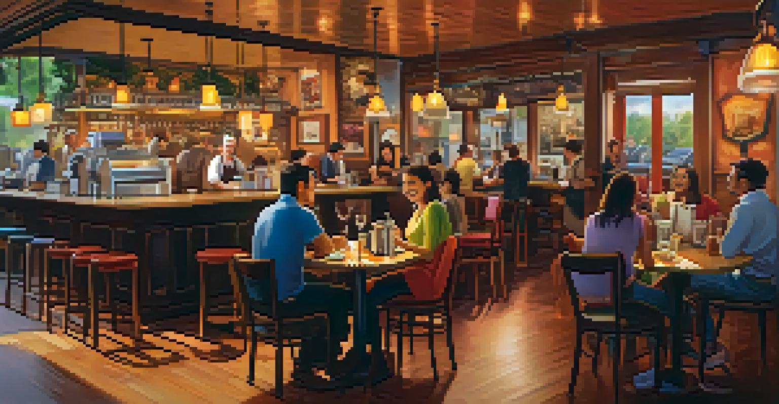 A lively café filled with people enjoying their time, sharing laughter and humorous moments.