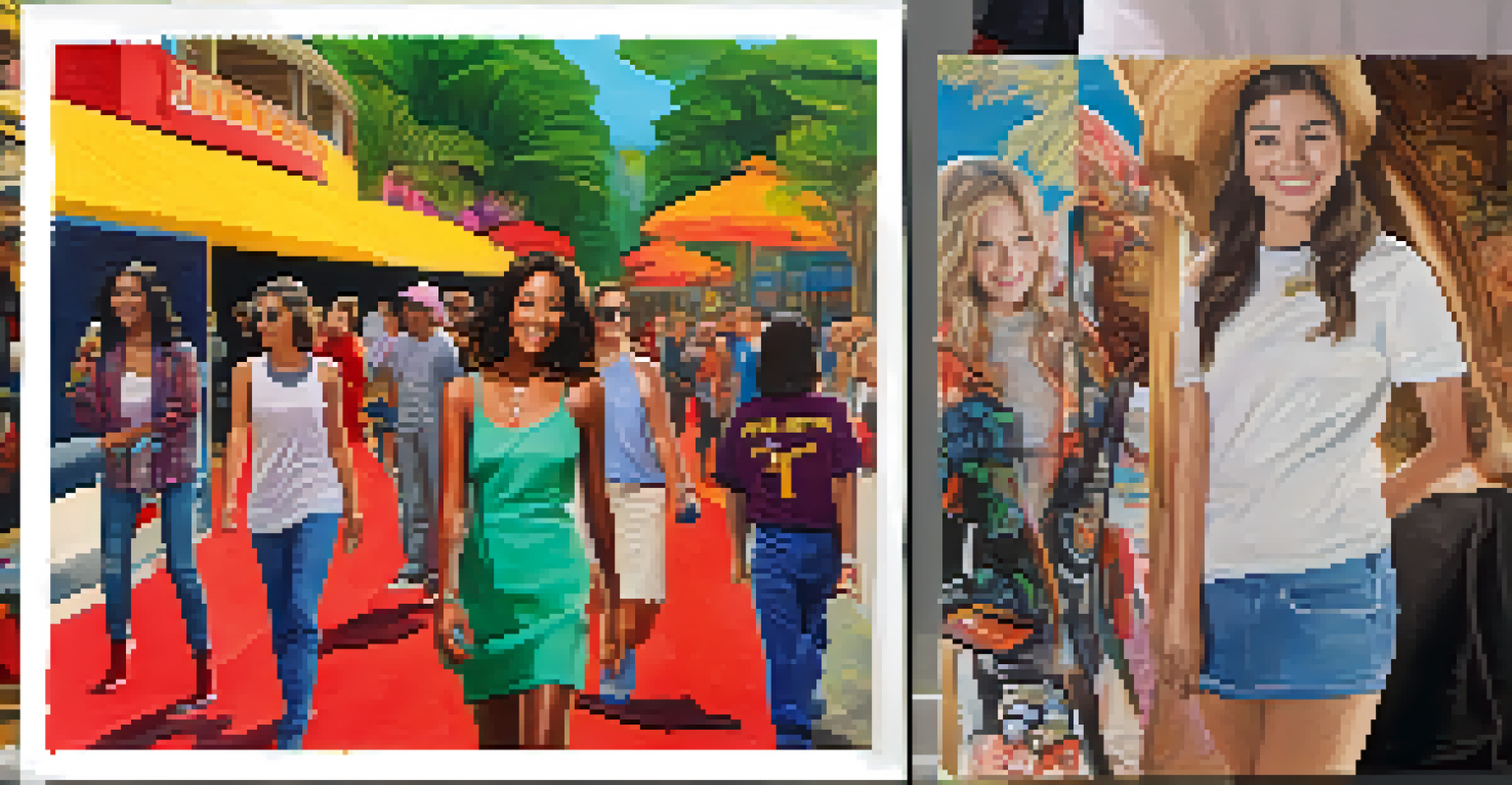 A split image showing a glamorous celebrity on a red carpet and a group of teens volunteering in their community, highlighting different lifestyles.