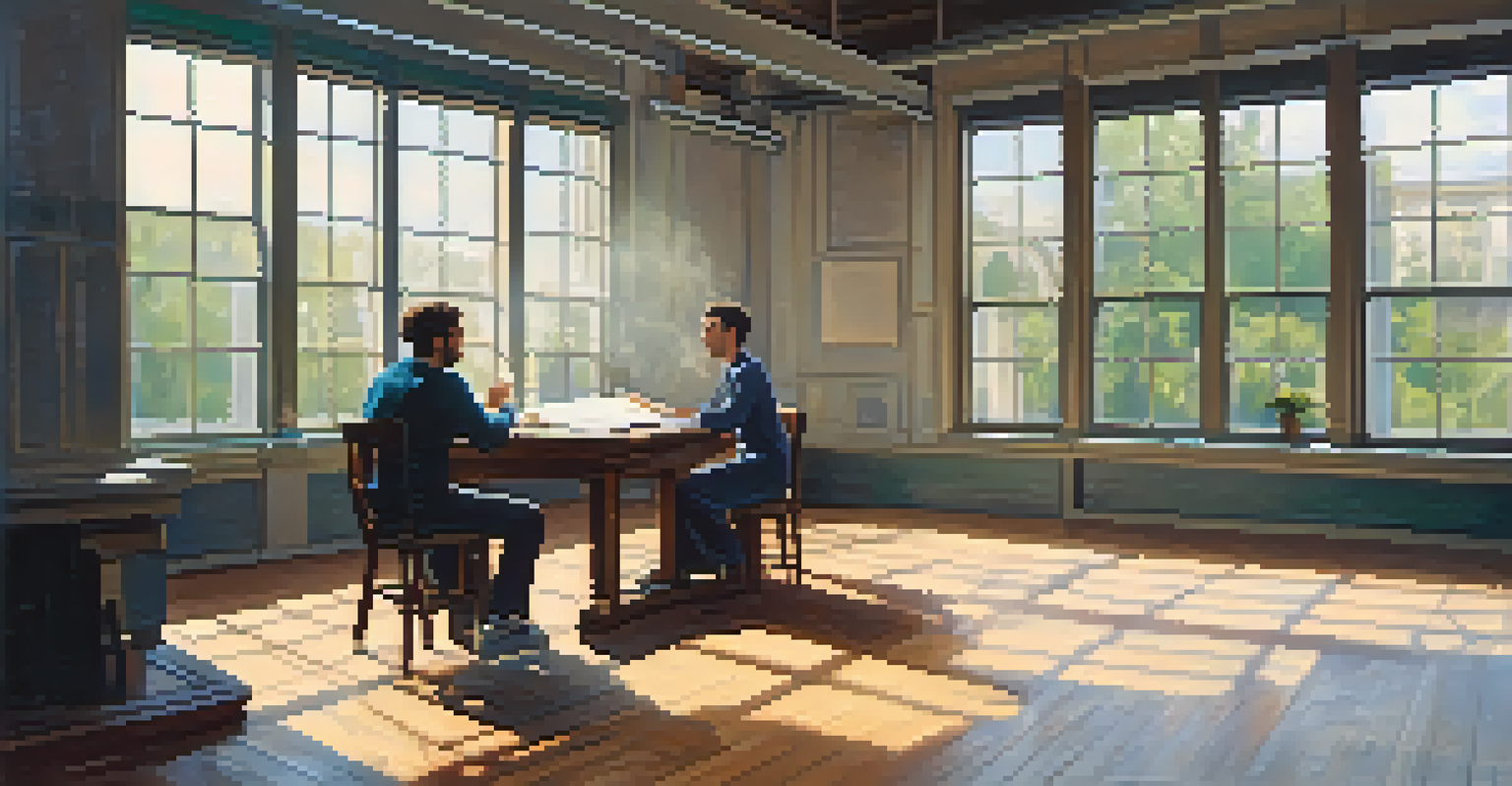 Two actors engaged in a chemistry test in a bright room, sharing an emotional dialogue, with natural light illuminating the space.