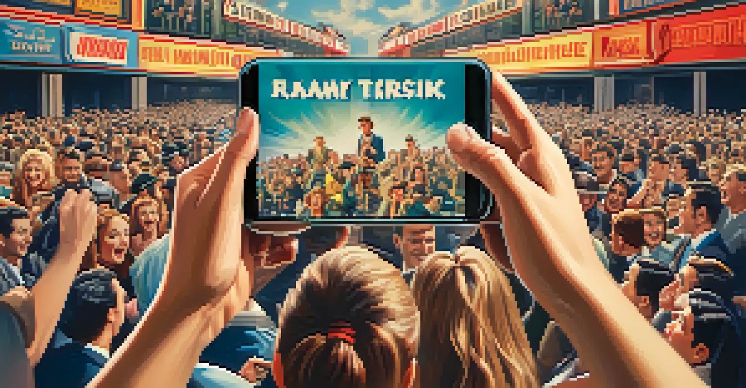 A vintage movie poster being unveiled with excited fans taking pictures, creating an atmosphere of anticipation.