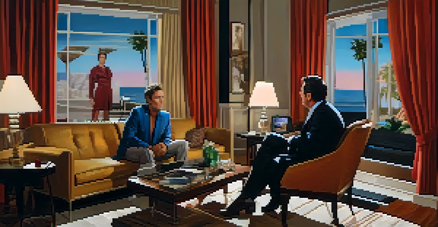 A split-screen image of an A-list actor on a glamorous film set and a cozy television show set, highlighting the crossover between the two mediums.
